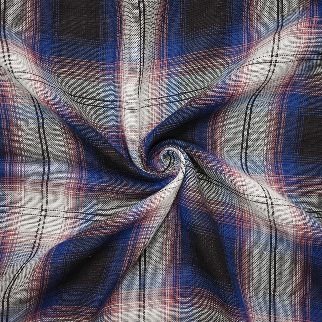 Blue-Pink-Multi Famous Maker Cotton Plaid Double Gauze Woven Fabric By the Yard